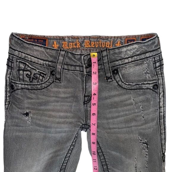 Rock revival grey destructed Eva bootcut jeans size 26 - Picture 6 of 9